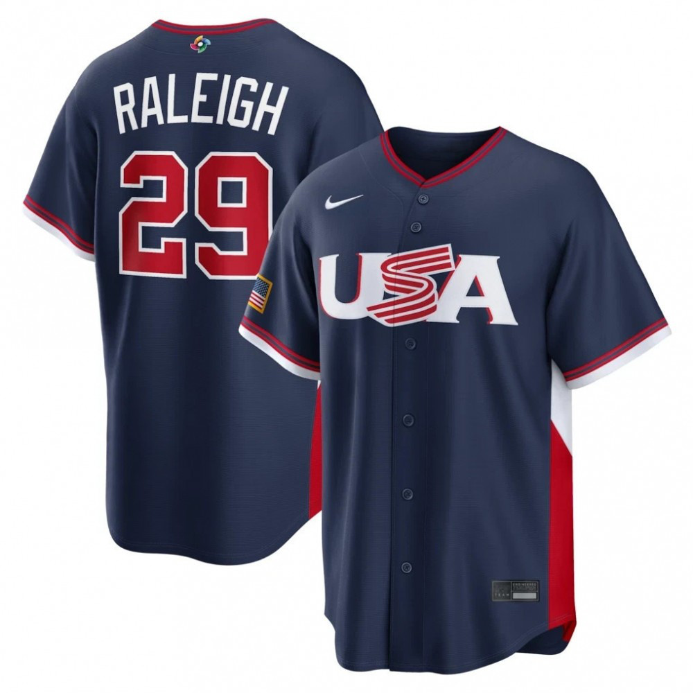 Cal Raleigh USA Baseball 2026 World Baseball Classic Road Stadium Jersey - Navy-Pro Kit Vault | Brand New 26/27 Sports Jerseys
